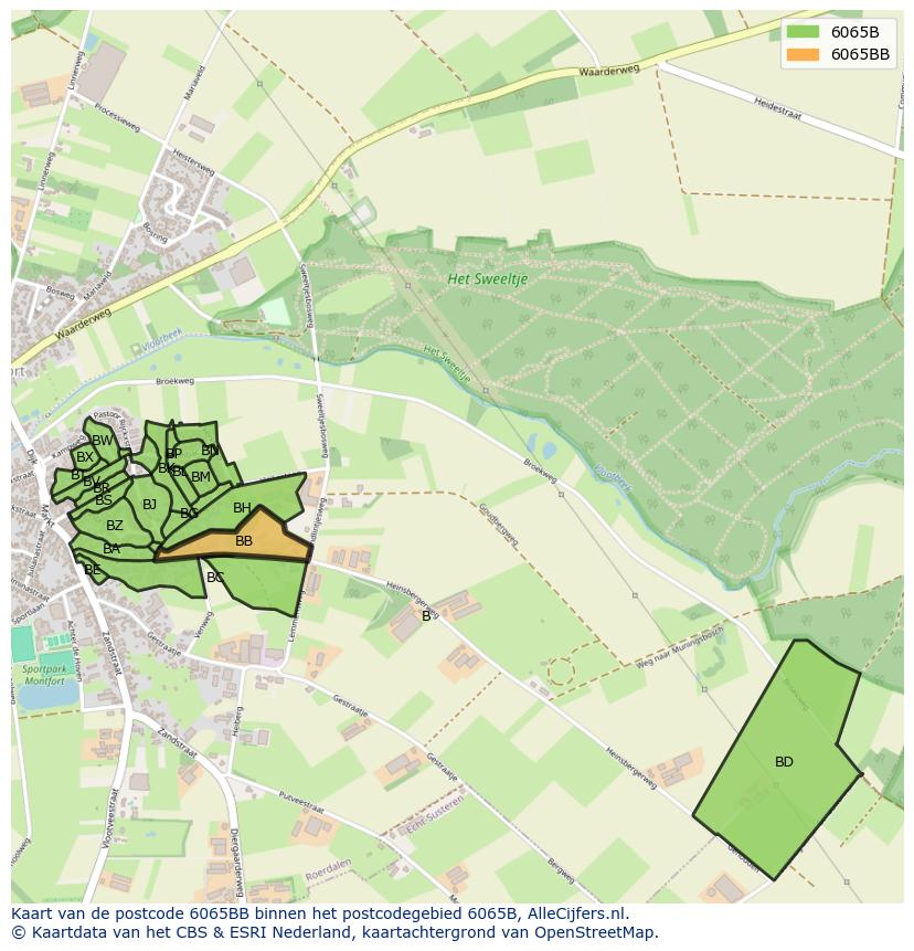 Afbeelding van het postcodegebied 6065 BB op de kaart.