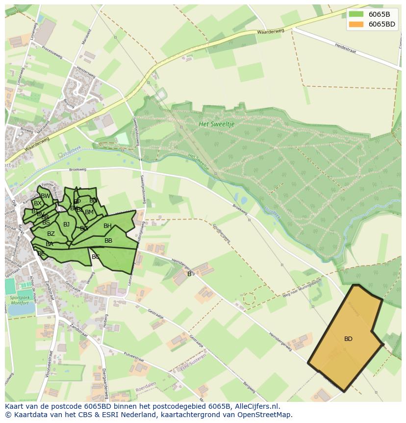 Afbeelding van het postcodegebied 6065 BD op de kaart.