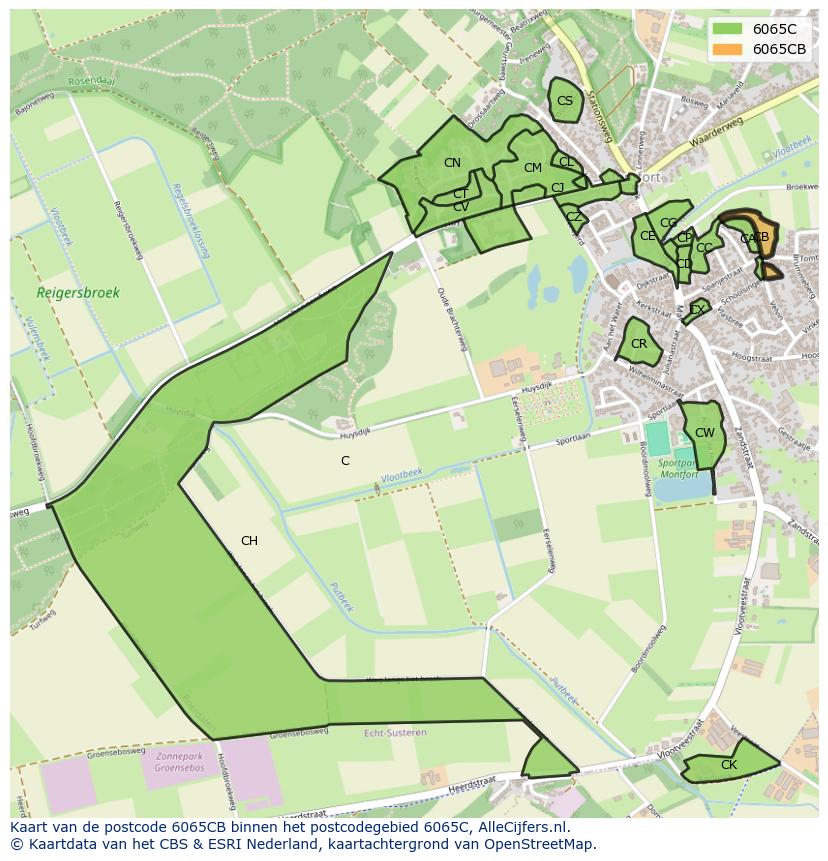 Afbeelding van het postcodegebied 6065 CB op de kaart.