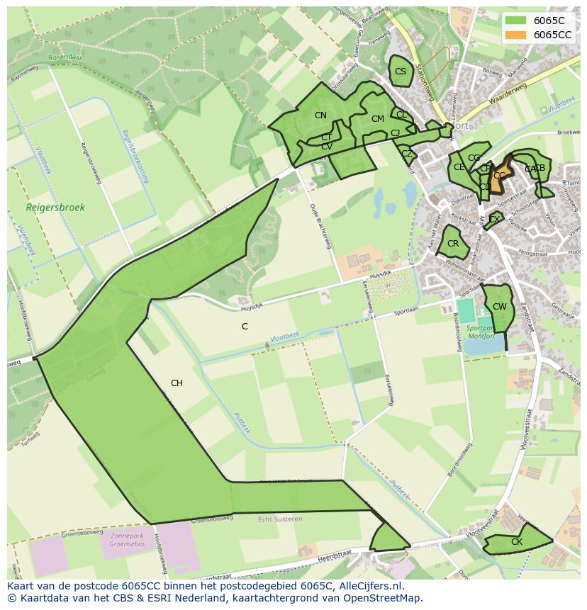 Afbeelding van het postcodegebied 6065 CC op de kaart.