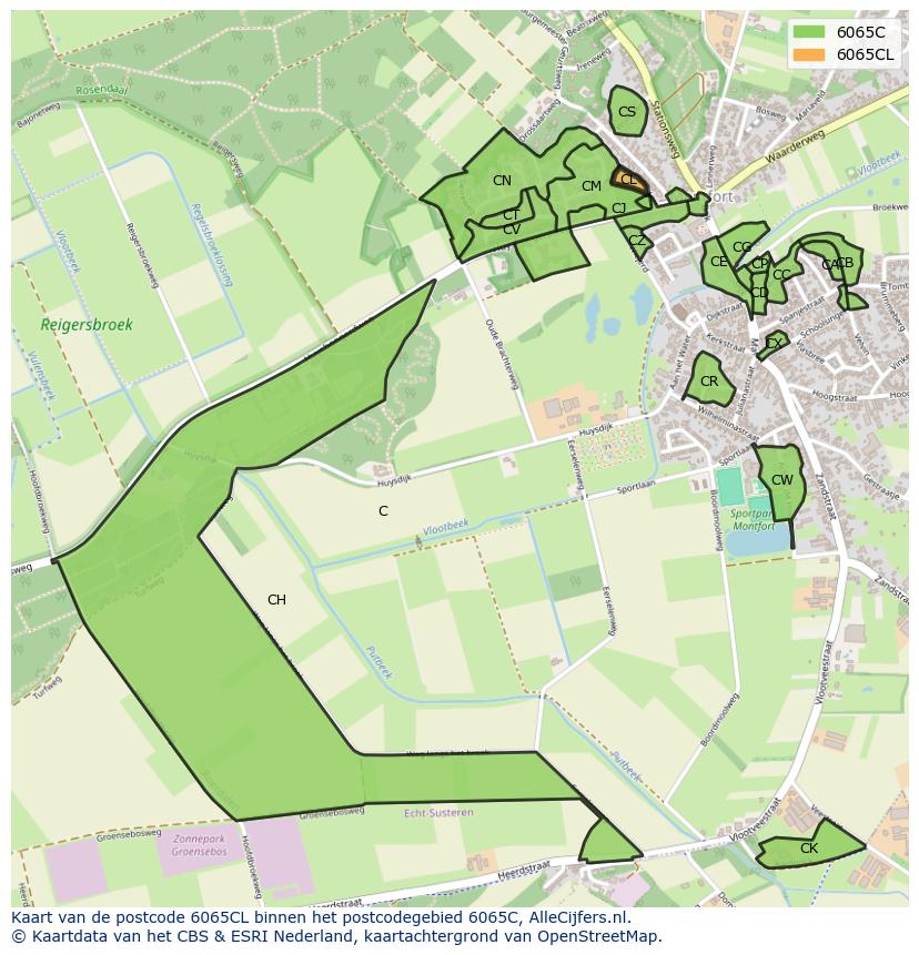 Afbeelding van het postcodegebied 6065 CL op de kaart.
