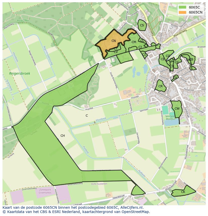 Afbeelding van het postcodegebied 6065 CN op de kaart.