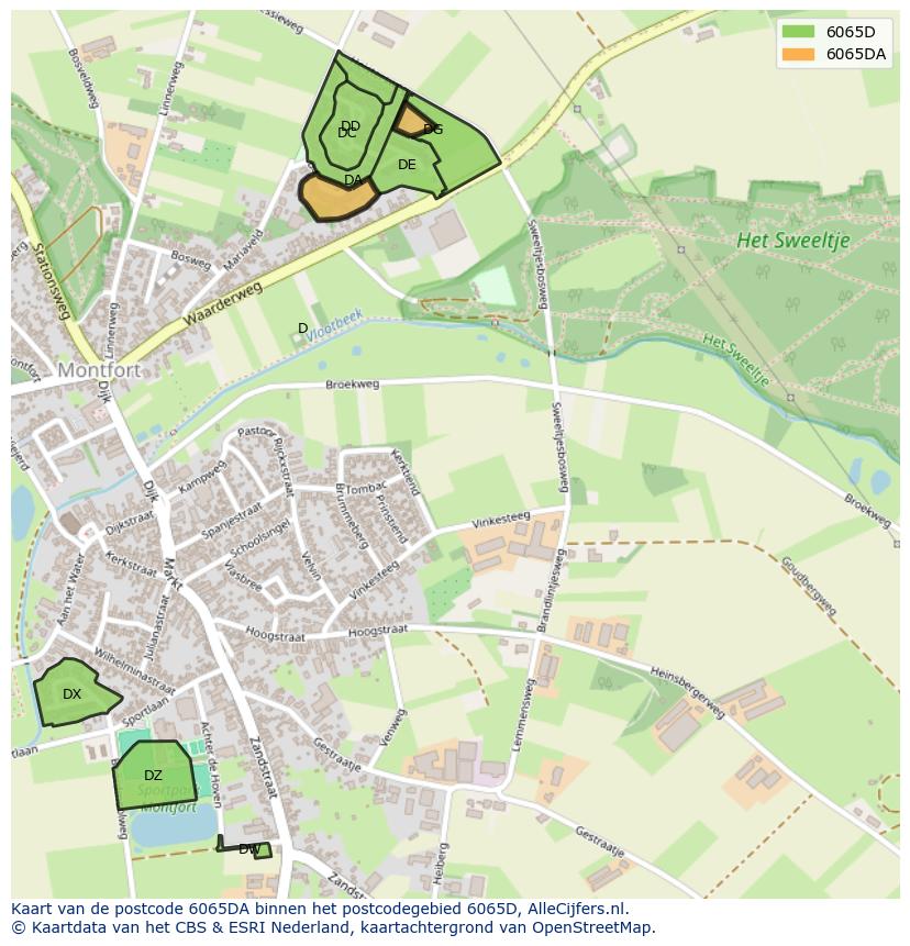 Afbeelding van het postcodegebied 6065 DA op de kaart.