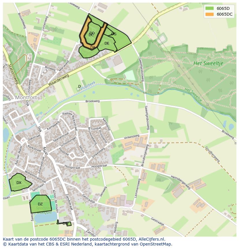 Afbeelding van het postcodegebied 6065 DC op de kaart.
