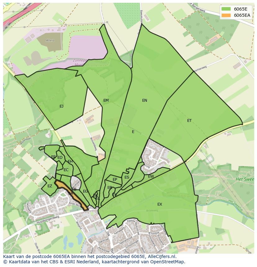 Afbeelding van het postcodegebied 6065 EA op de kaart.