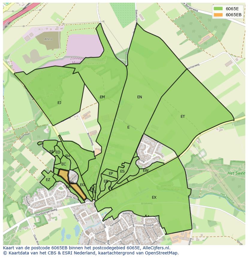 Afbeelding van het postcodegebied 6065 EB op de kaart.