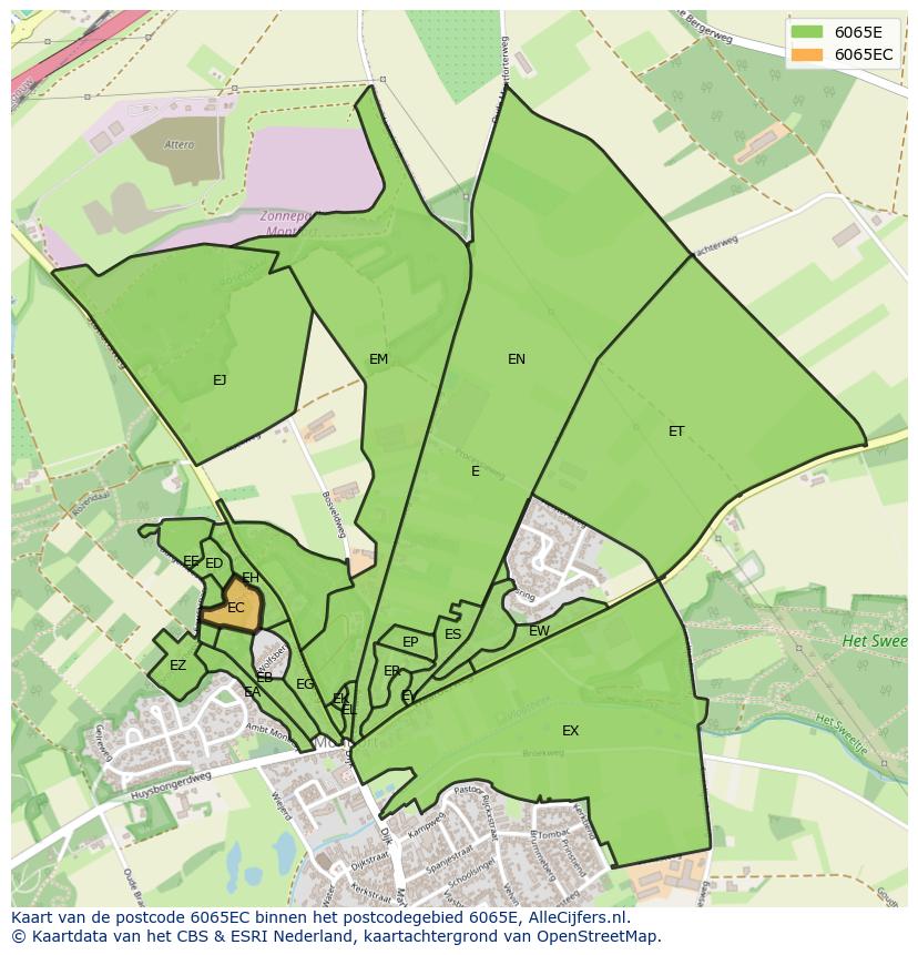 Afbeelding van het postcodegebied 6065 EC op de kaart.