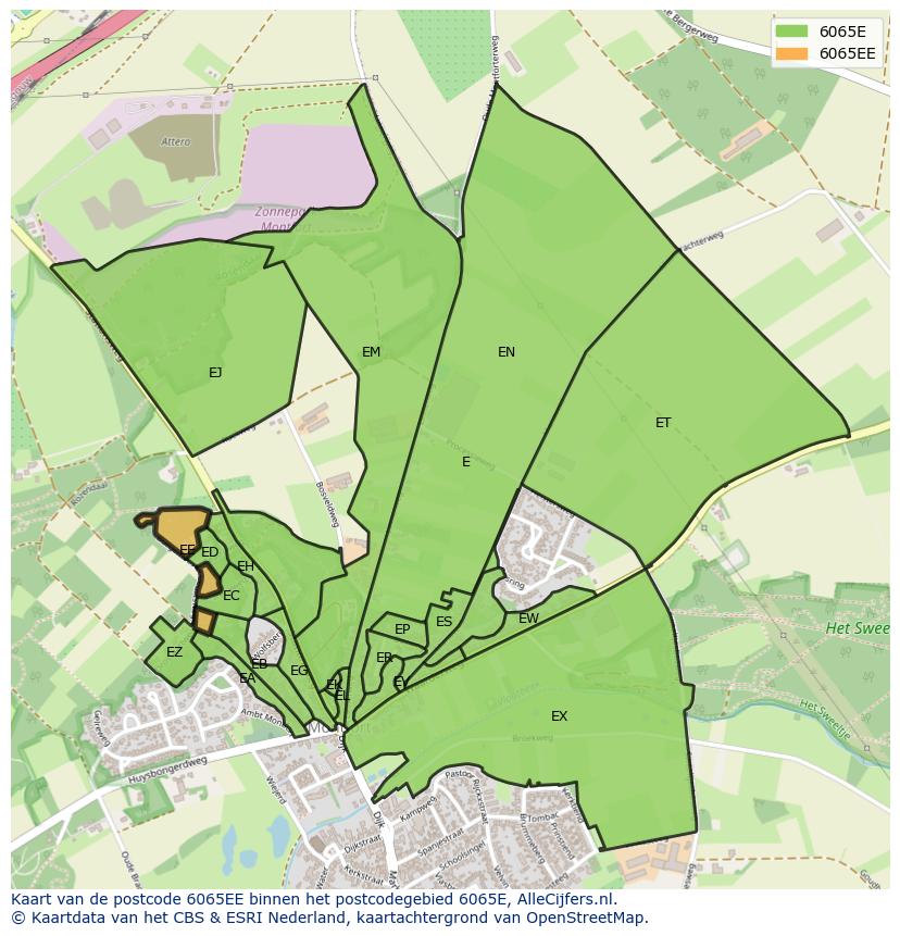 Afbeelding van het postcodegebied 6065 EE op de kaart.