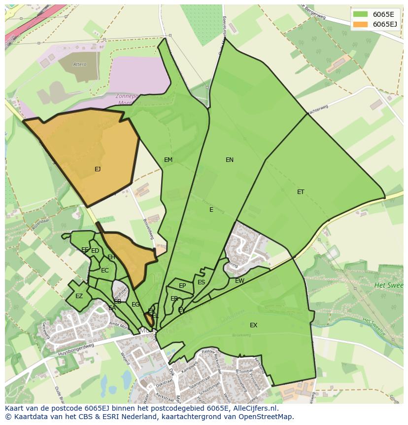 Afbeelding van het postcodegebied 6065 EJ op de kaart.