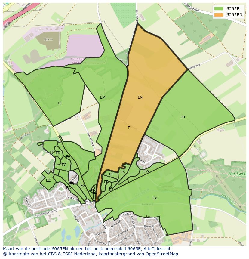 Afbeelding van het postcodegebied 6065 EN op de kaart.