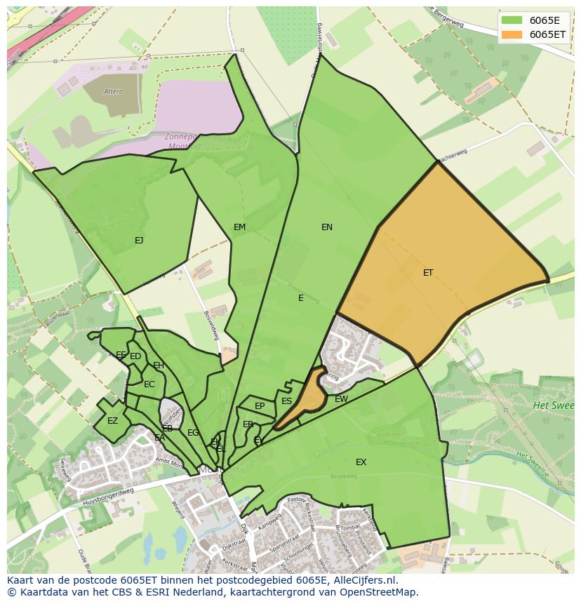 Afbeelding van het postcodegebied 6065 ET op de kaart.