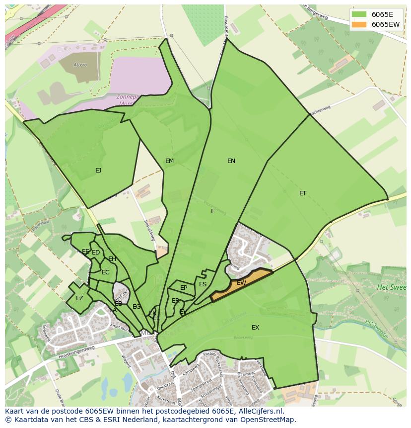 Afbeelding van het postcodegebied 6065 EW op de kaart.