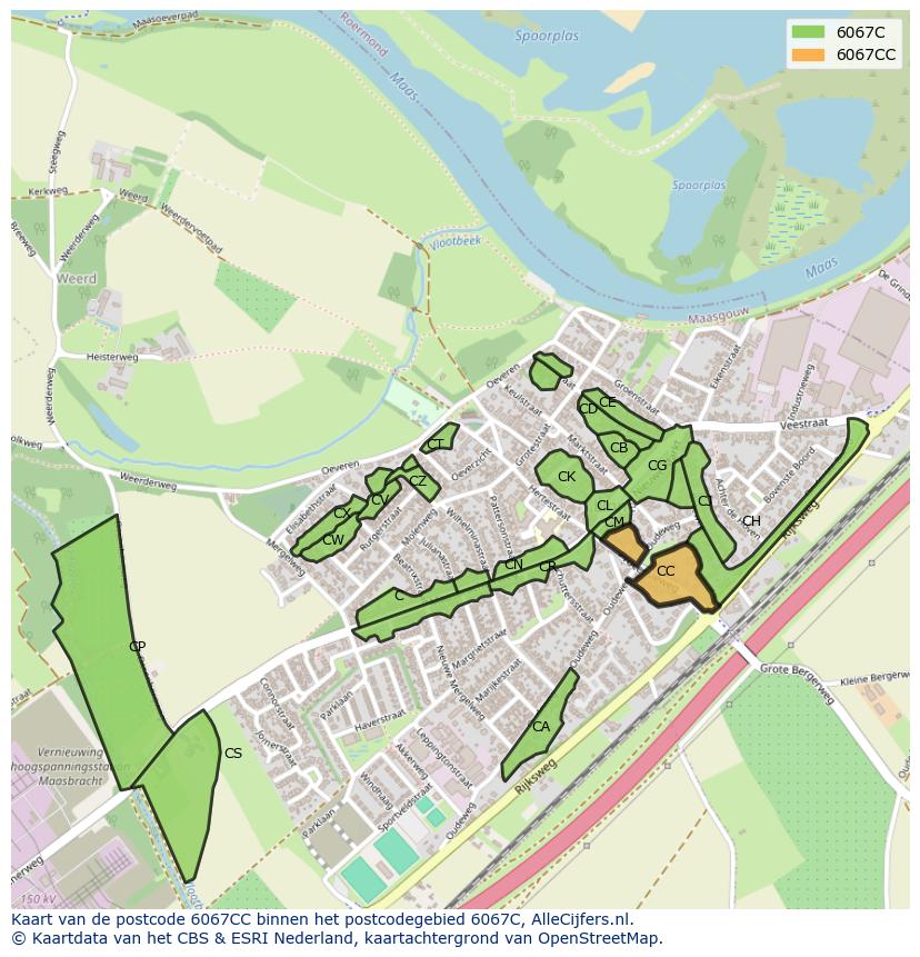 Afbeelding van het postcodegebied 6067 CC op de kaart.