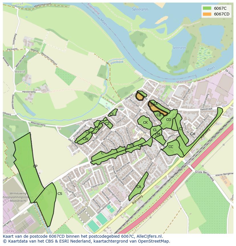 Afbeelding van het postcodegebied 6067 CD op de kaart.