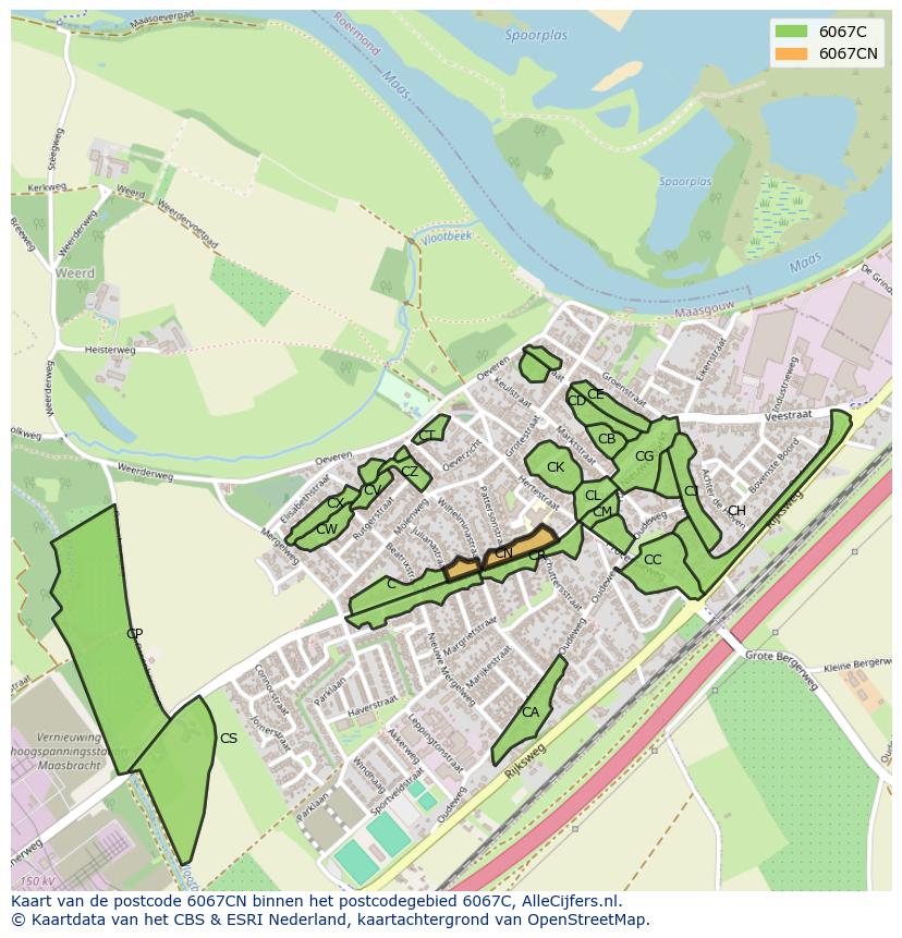 Afbeelding van het postcodegebied 6067 CN op de kaart.