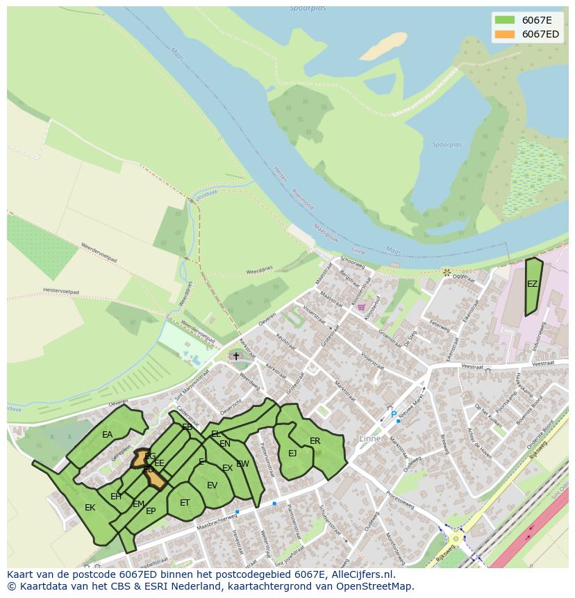 Afbeelding van het postcodegebied 6067 ED op de kaart.