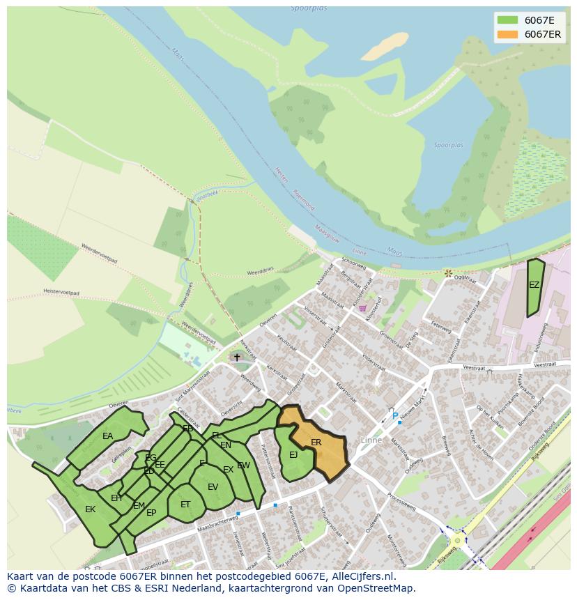 Afbeelding van het postcodegebied 6067 ER op de kaart.