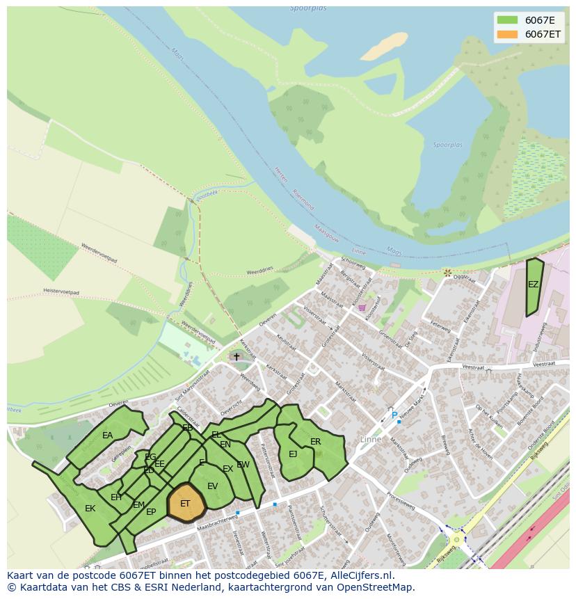 Afbeelding van het postcodegebied 6067 ET op de kaart.