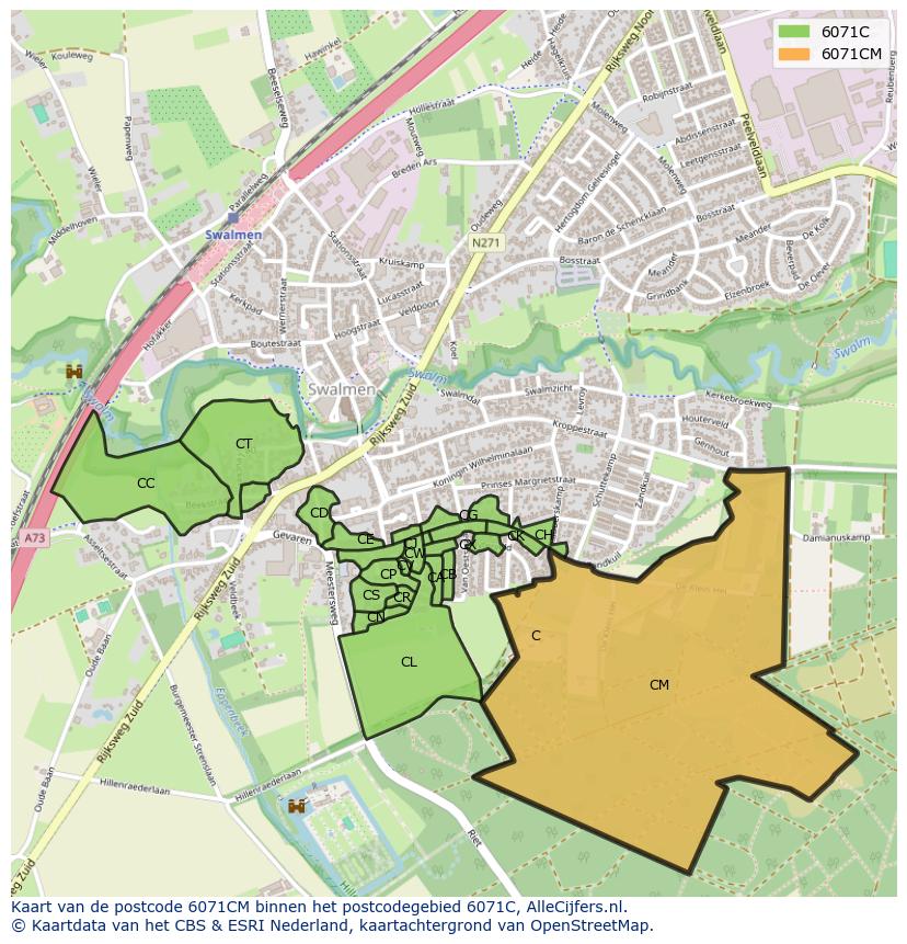 Afbeelding van het postcodegebied 6071 CM op de kaart.