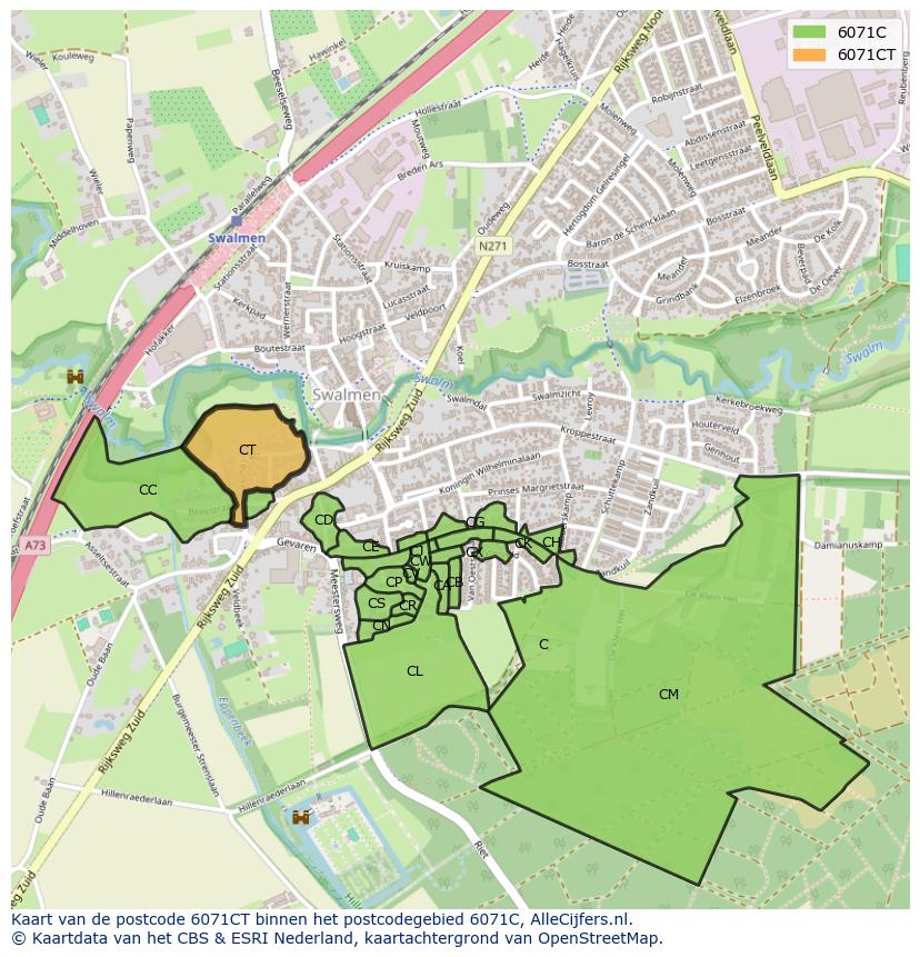 Afbeelding van het postcodegebied 6071 CT op de kaart.