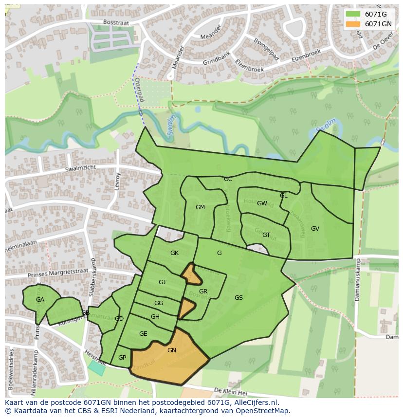 Afbeelding van het postcodegebied 6071 GN op de kaart.