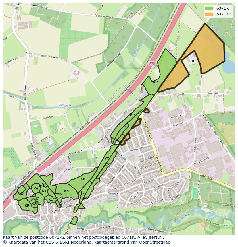 Afbeelding van het postcodegebied 6071 KZ op de kaart.