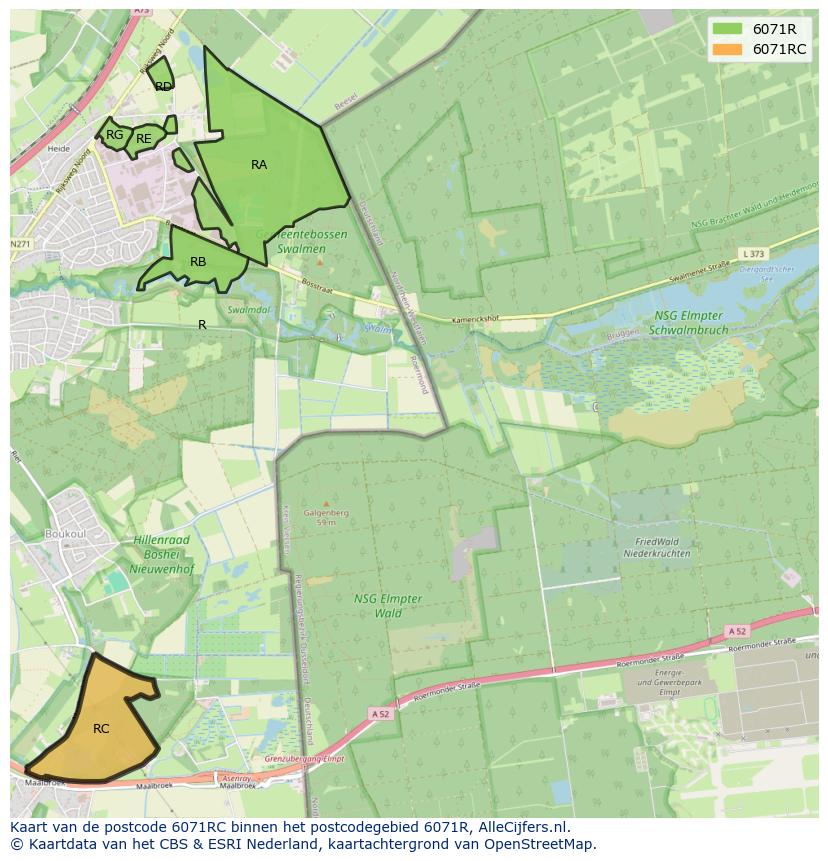Afbeelding van het postcodegebied 6071 RC op de kaart.