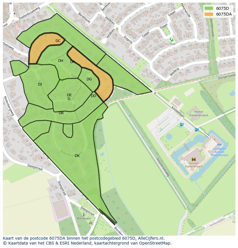 Afbeelding van het postcodegebied 6075 DA op de kaart.