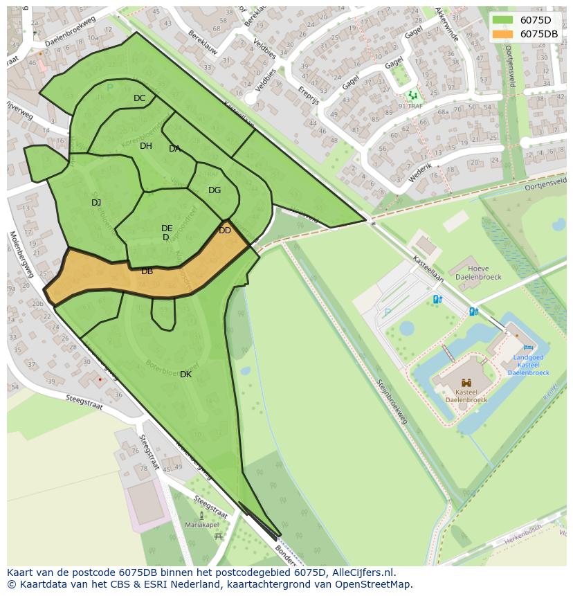 Afbeelding van het postcodegebied 6075 DB op de kaart.