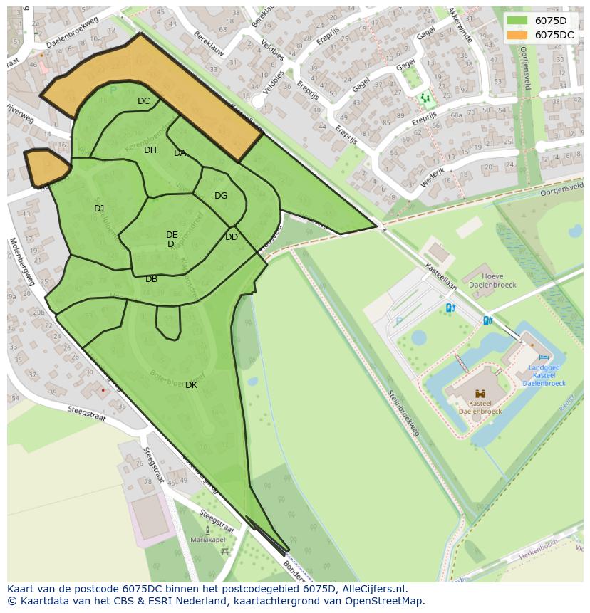 Afbeelding van het postcodegebied 6075 DC op de kaart.