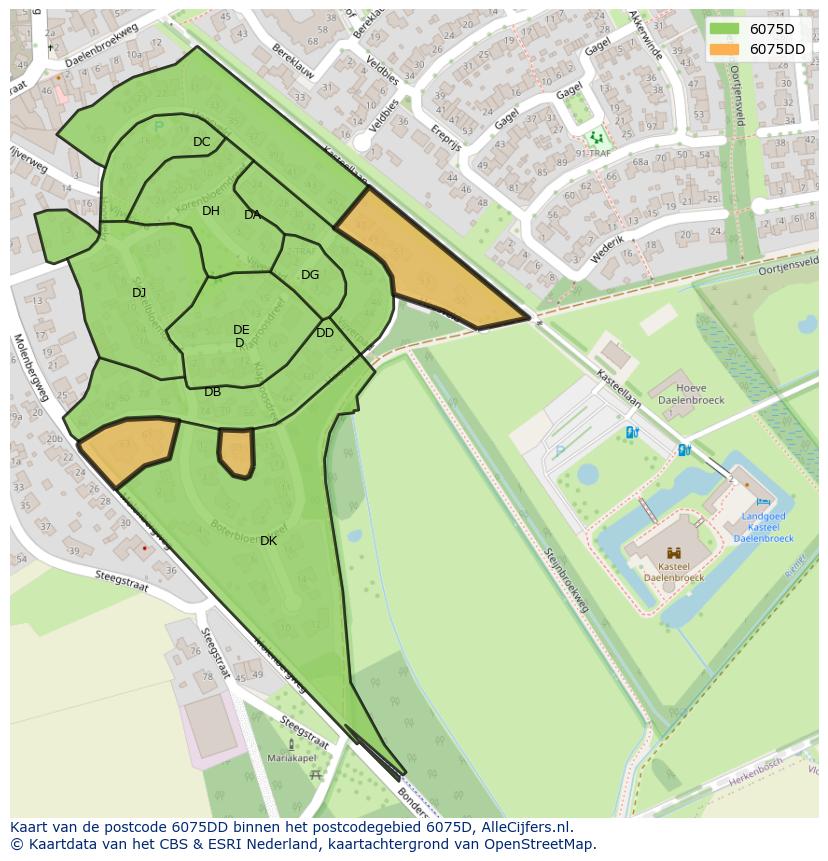 Afbeelding van het postcodegebied 6075 DD op de kaart.