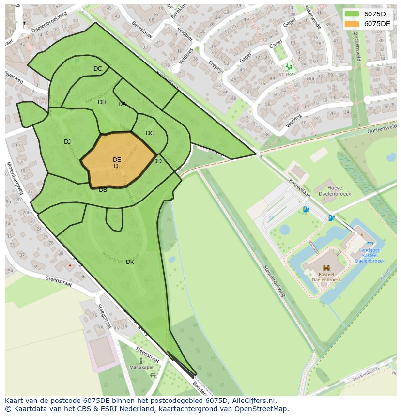 Afbeelding van het postcodegebied 6075 DE op de kaart.