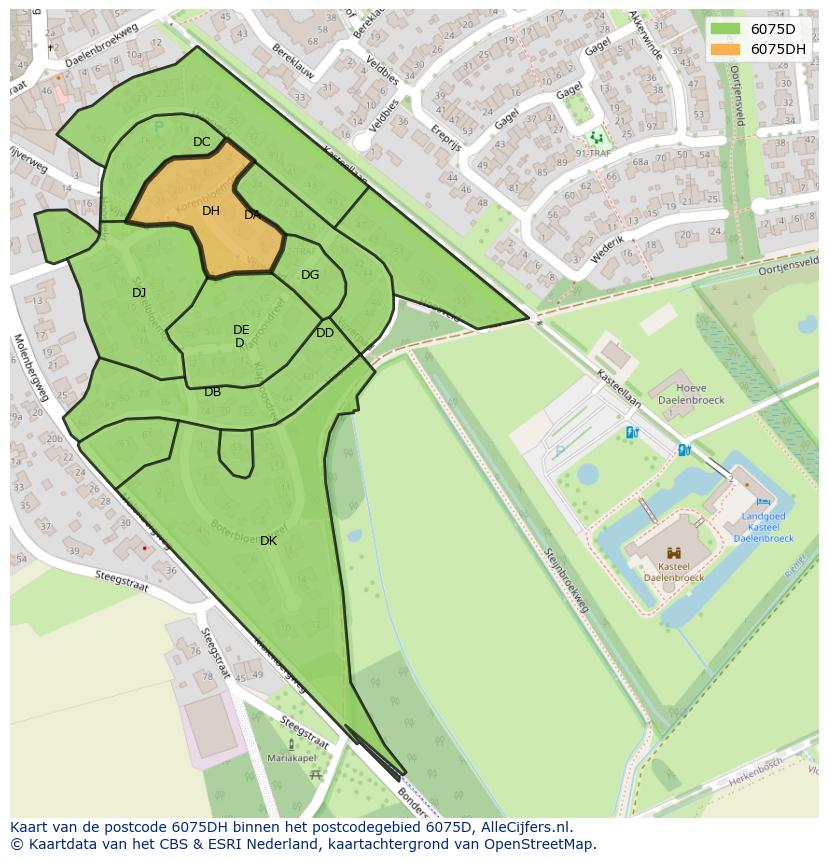 Afbeelding van het postcodegebied 6075 DH op de kaart.