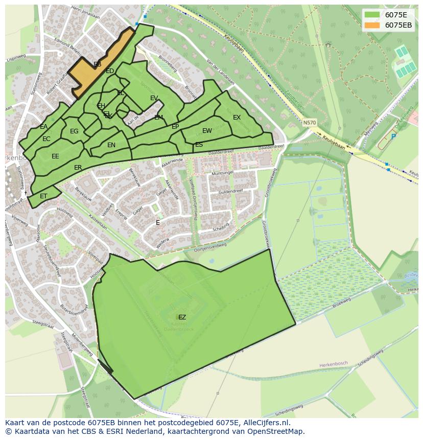 Afbeelding van het postcodegebied 6075 EB op de kaart.