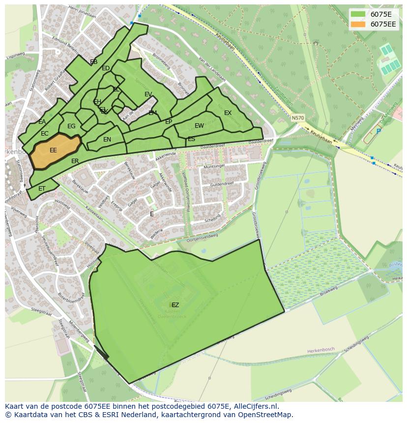 Afbeelding van het postcodegebied 6075 EE op de kaart.