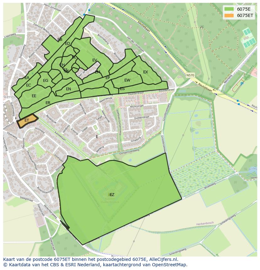 Afbeelding van het postcodegebied 6075 ET op de kaart.