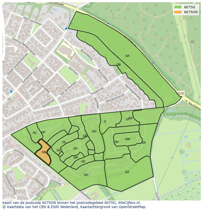 Afbeelding van het postcodegebied 6075 GN op de kaart.