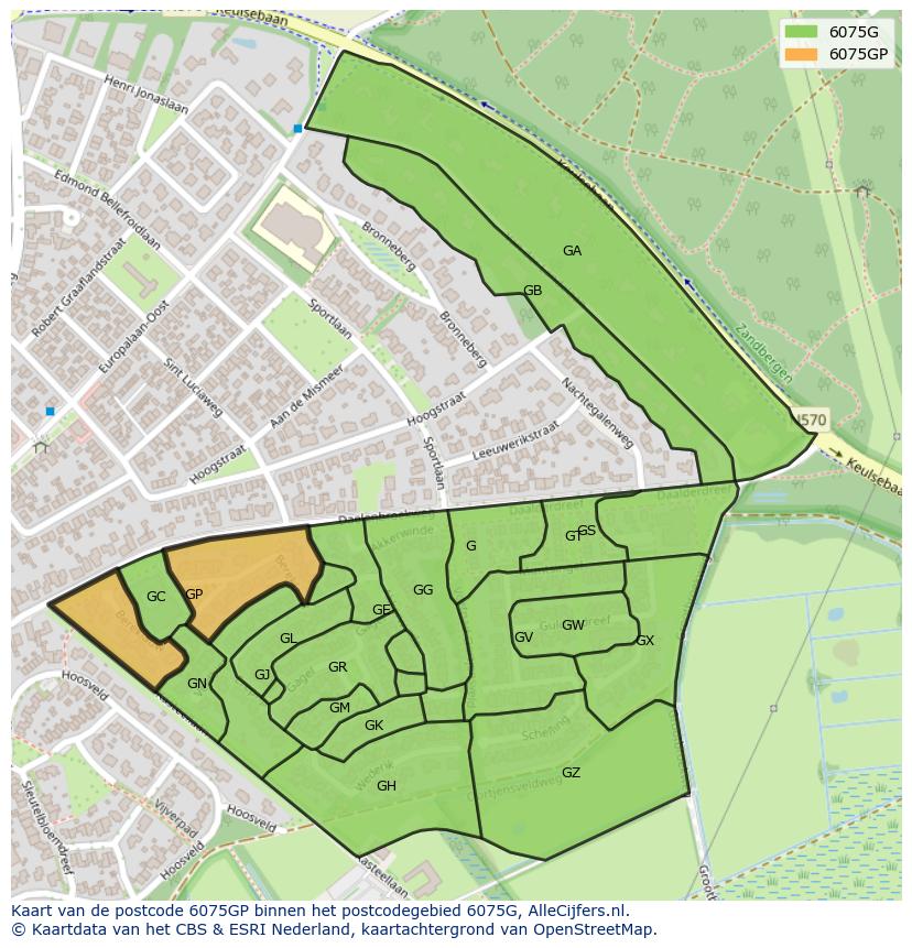 Afbeelding van het postcodegebied 6075 GP op de kaart.
