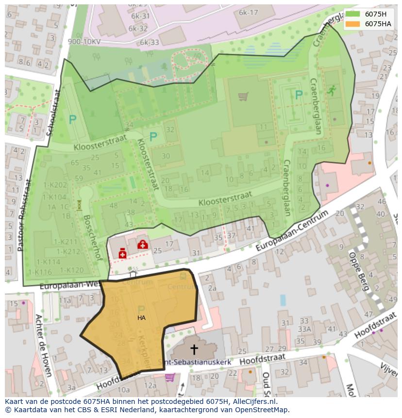 Afbeelding van het postcodegebied 6075 HA op de kaart.