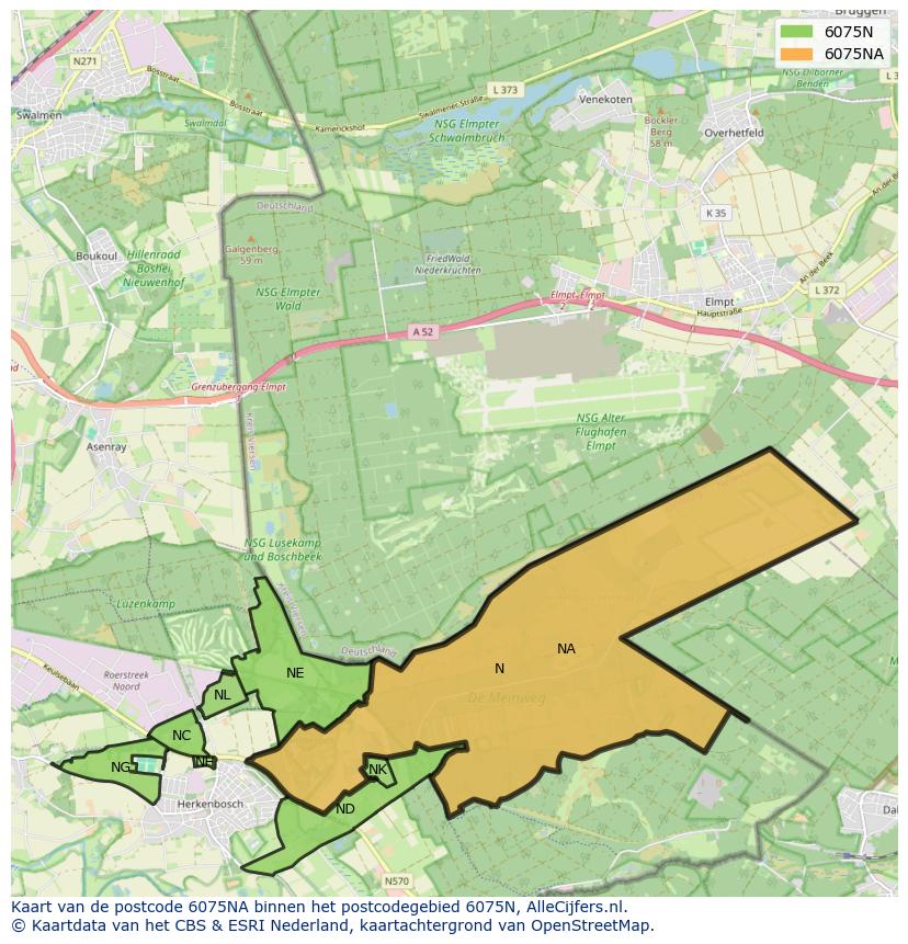 Afbeelding van het postcodegebied 6075 NA op de kaart.