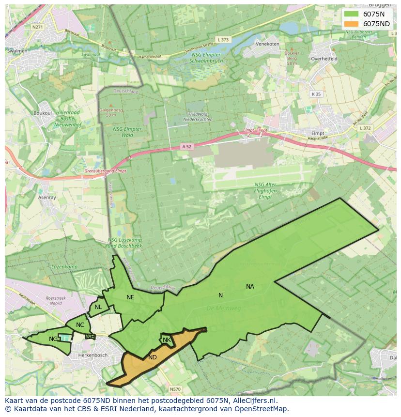 Afbeelding van het postcodegebied 6075 ND op de kaart.