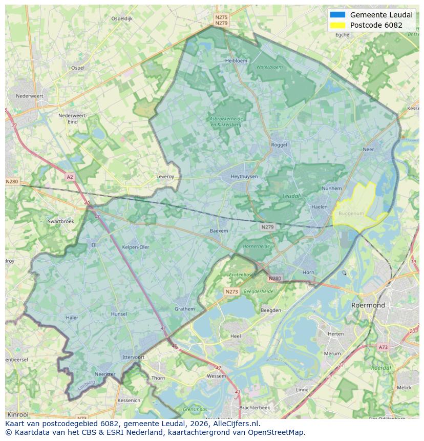 Afbeelding van het postcodegebied 6082 op de kaart.