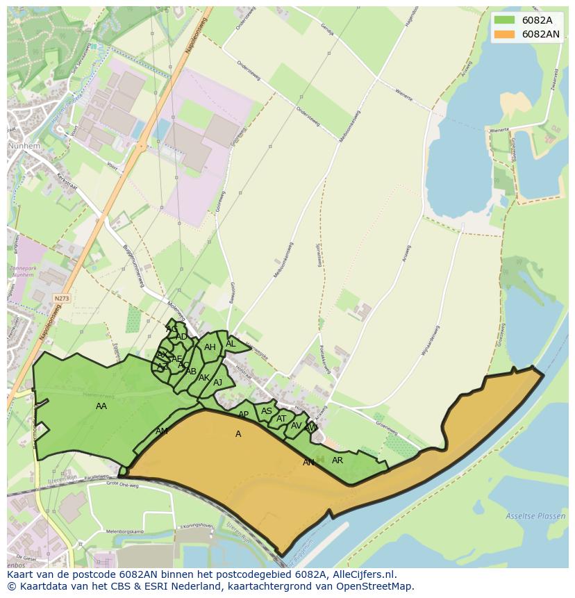 Afbeelding van het postcodegebied 6082 AN op de kaart.