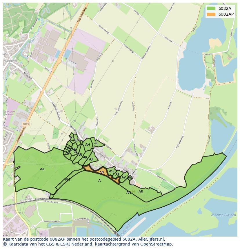 Afbeelding van het postcodegebied 6082 AP op de kaart.