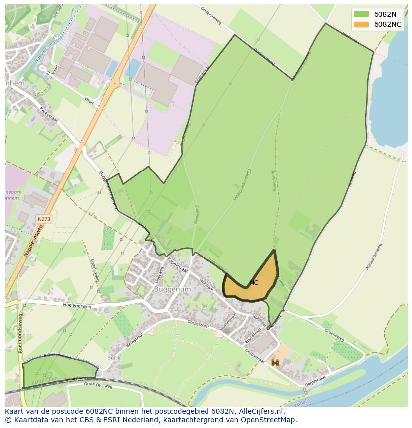 Afbeelding van het postcodegebied 6082 NC op de kaart.