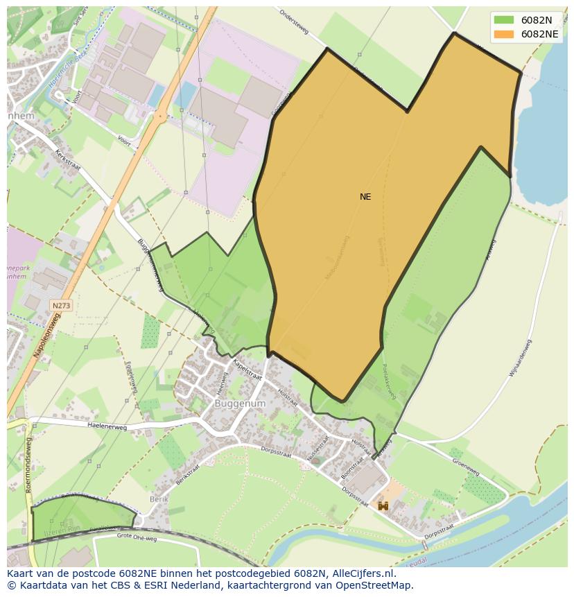 Afbeelding van het postcodegebied 6082 NE op de kaart.