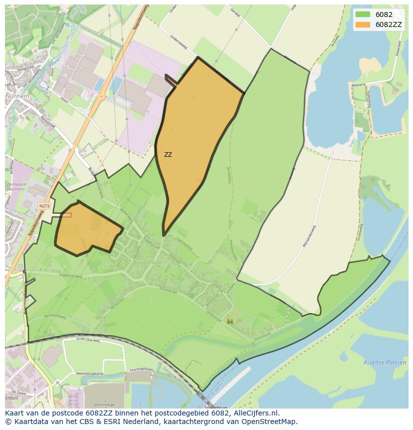 Afbeelding van het postcodegebied 6082 ZZ op de kaart.