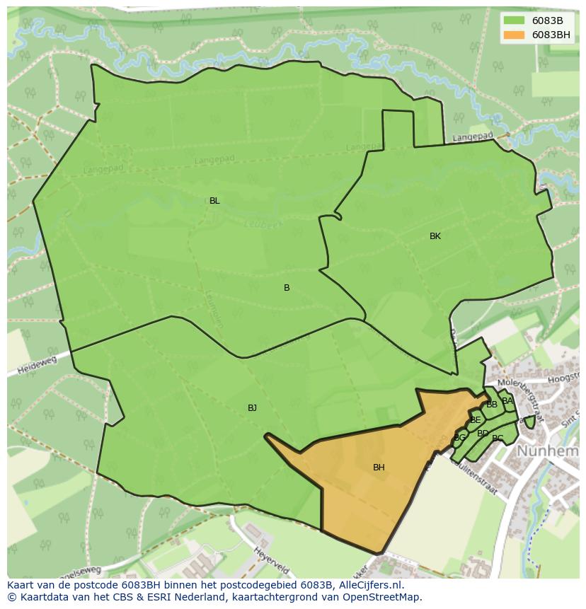 Afbeelding van het postcodegebied 6083 BH op de kaart.