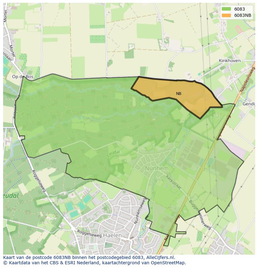 Afbeelding van het postcodegebied 6083 NB op de kaart.
