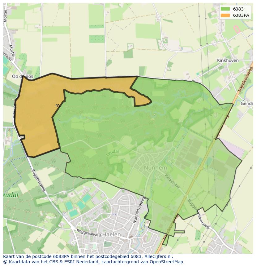 Afbeelding van het postcodegebied 6083 PA op de kaart.